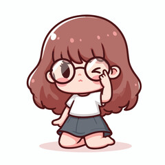 vector image of a little boy wearing cute glasses