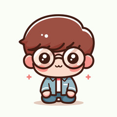 vector image of a little boy wearing cute glasses