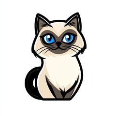 Obraz premium Stylized illustration of a sitting cat with blue eyes and beige fur