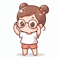 vector image of a little boy wearing cute glasses