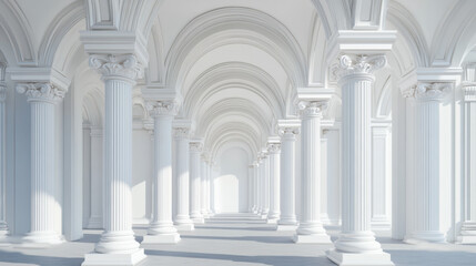 colonnade arch classical architecture 3d rendering white.