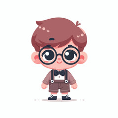 vector image of a little boy wearing cute glasses