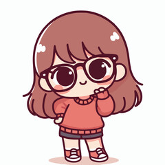 vector image of a little boy wearing cute glasses