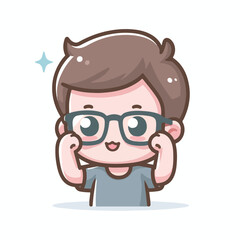 vector image of a little boy wearing cute glasses
