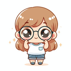 vector image of a little boy wearing cute glasses