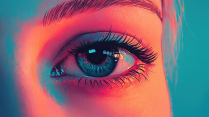 An oil painting illustration featuring a highly detailed eye at the center, with exquisite attention to texture and depth.