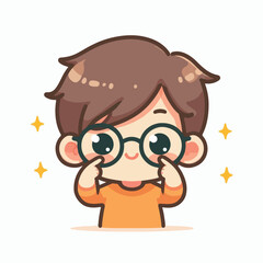 vector image of a little boy wearing cute glasses
