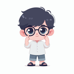 vector image of a little boy wearing cute glasses