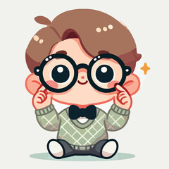 vector image of a little boy wearing cute glasses