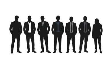 unrecognizable people silhouettes in different poses on isolated white background