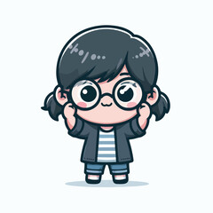 vector image of a little boy wearing cute glasses