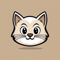 Obraz premium Close-up of a cartoon cat face with large round eyes and a light beige fur