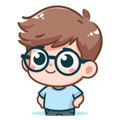 vector image of a little boy wearing cute glasses