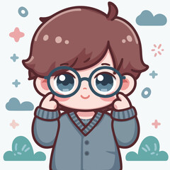 vector image of a little boy wearing cute glasses