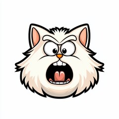 Fototapeta premium Cartoon cat face with exaggerated expression and fluffy fur