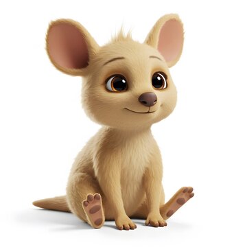 3D Kangaroo with large ears, a small brown nose, and a friendly expression.