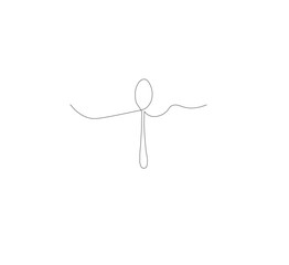 continuous line drawing of spoon isolated on white background. Vector illustration of cooking, kitchen and table manners concept.