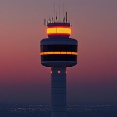 Airport Tower Sunset Cityscape