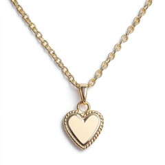 Elegant Gold Heart Pendant Necklace on a Clean White Background Jewelry Close Up