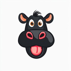 Fototapeta premium Cartoon cow head with exaggerated features and bright colors