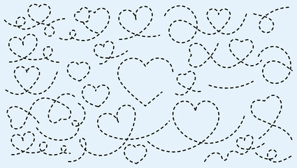 plane symbol with dotted line route. design for travel, honeymoon, holiday. transparent . Hearted plane path drawing. Vector illustration