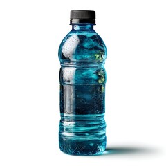Fototapeta premium Blue Plastic Water Bottle on White Background