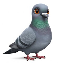 3D Cute Pigeon isolated on white