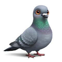 3D Cute Pigeon isolated on white
