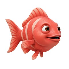 3D Red Fish Cartoon