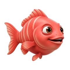 3D Red Fish Cartoon