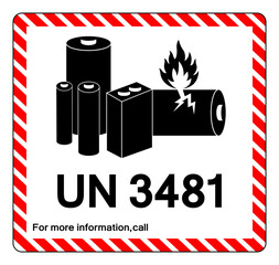 UN 3481 Lithium Battery Symbol Sign , Vector Illustration, Isolate On White Background Label.EPS10