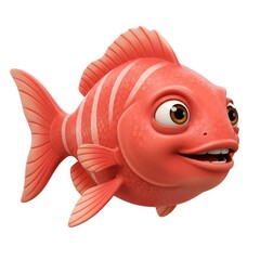 3D Red Fish Cartoon