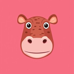 Cartoon cow face illustration with brown spots and pink background