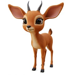 3D cute animated deer with large, expressive eyes, horns, and a friendly expression.