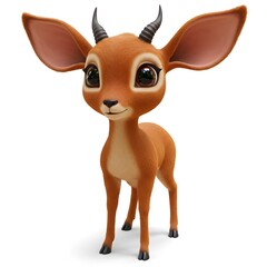 3D cute animated deer with large, expressive eyes, horns, and a friendly expression.