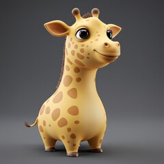 3D Cartoon Giraffe with large, expressive eyes, a friendly smile, and a short, fluffy tail.