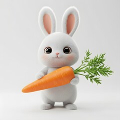 3D Cute Easter Bunny With Carrot