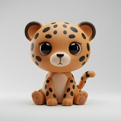 3D Leopard with large expressive eyes and a friendly appearance.