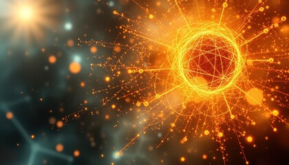 Fototapeta premium Glowing Energy Sphere: A Futuristic Fusion of Light and Data