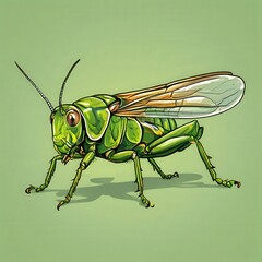an AI Image Generator, Vivid Illustration of a Green Grasshopper
