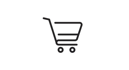 Minimalist shopping cart icon on white background perfect for e-commerce websites and online retail stores represents buying and purchasing