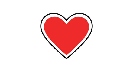 Red heart shape with black outline on white background symbolizing love and affection