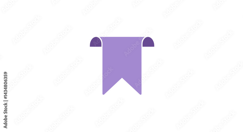 Poster simple purple bookmark icon for web design and digital marketing with scroll effect and triangular e
