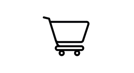 Shopping cart icon in black outline for online retail store and grocery concept