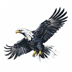 Obraz premium an AI Image Generator, Majestic Bald Eagle Illustration