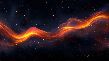 Fiery Cosmic Waves: A Digital Abstract Masterpiece
