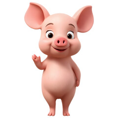 Cute pig cartoon isolated on a transparent background.	
