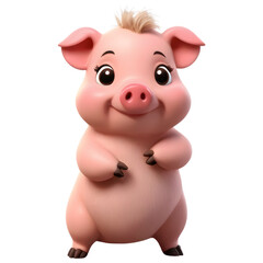 Cute pig cartoon isolated on a transparent background.	