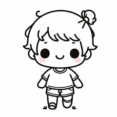 Fototapeta premium vector line art image of a child