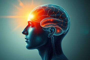 Obraz premium Mind Power and Science Concept with Shining Brain